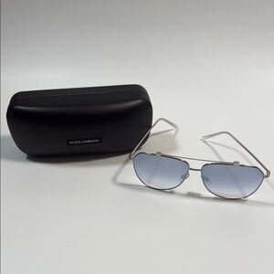 Dolce & Gabbana Silver and Blue Aviator Glasses